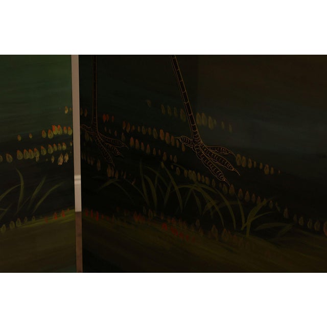 Japanese Style Hand Painted Lacquered Six-Panel Room Divider For Sale - Image 12 of 18