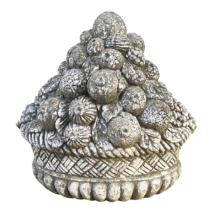Large Vintage French Style Concrete Fruit Basket Garden Ornament