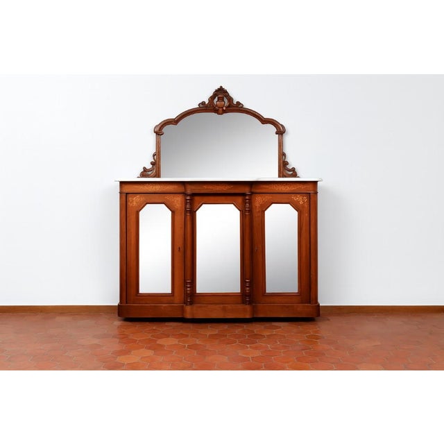 English Style Napoleon III Walnut Sideboard with Projecting Front For Sale - Image 6 of 6