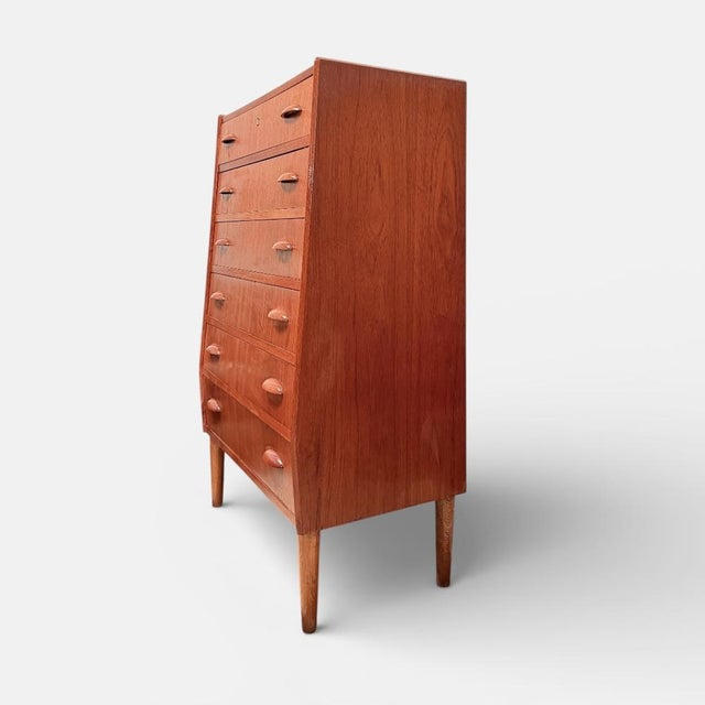 Wood Danish Highboy Dresser with Half-Moon Handle, 1960s For Sale - Image 7 of 10