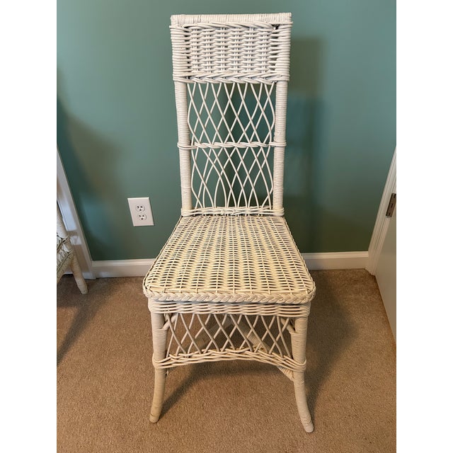 Early 20th Century Early 20th Century White Wicker Desk and Chair Set With Basket Organizers For Sale - Image 5 of 6