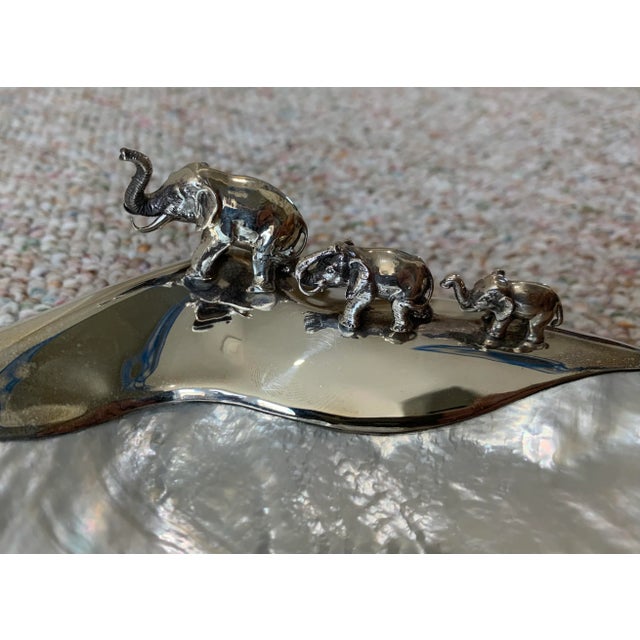 1980s 1980s Silver Elephant and Mother of Pearl Appetizer Dish For Sale - Image 5 of 11
