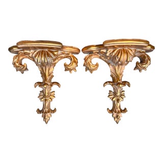 Vintage Golden Architectural Brackets -Wall Shelf -2 For Sale