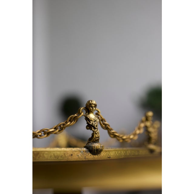 Hollywood Regency Vintage Gold Ormolu Vanity Tray With Busts and Chain For Sale - Image 3 of 3
