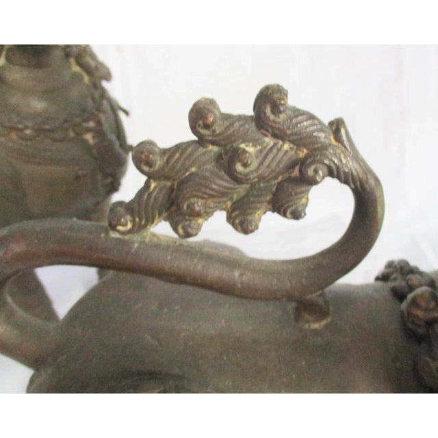Antique Nepalese Bronze Buddhist Lions - a Pair For Sale - Image 10 of 12