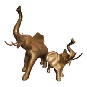 Mid 20th Century Mid-Century Modern Pair of Solid Brass Elephants Expertly Cast