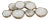 Kenneth Ludwig Chicago Small Cluster of 8 serving Bowls- Gold w/ White For Sale