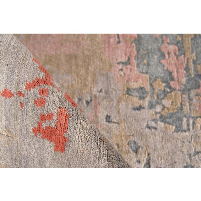 Exquisite Rugs Exquisite Rugs Laureno Hand-Knotted Bamboo Silk & Cotton Blue/Multi Rug-6'X9' For Sale - Image 4 of 7