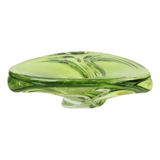 Vintage Green Crystal Bowl from Val Saint Lambert, 1960s For Sale