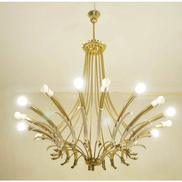 Italian Brass Chandelier with 16 Lights, 1950s For Sale - Image 5 of 9