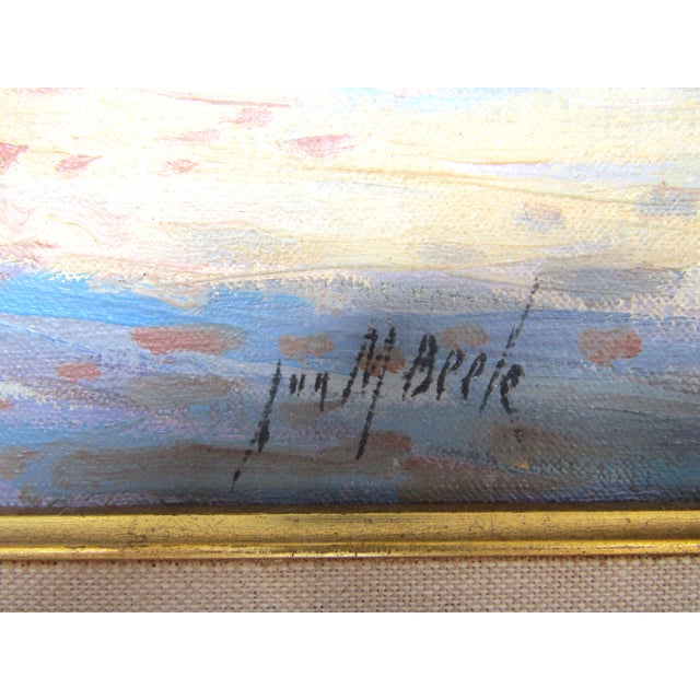 Impressionist Autumn Cityscape Early 20th-Century Oil Painting on Canvas Framed Signed For Sale - Image 4 of 12