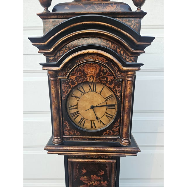 1990s Ethan Allen Chinoiserie Grandmother Floor Clock Asian Inspired Paint Decorated For Sale - Image 11 of 12