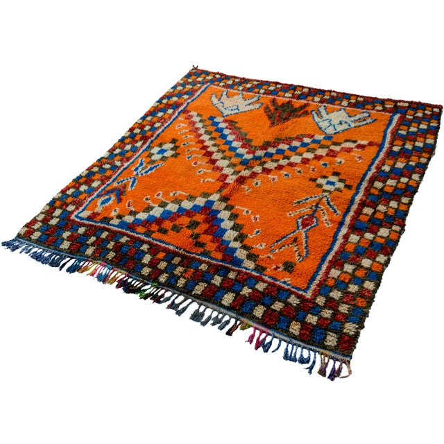 Mid 20th Century Mid 20th Century Moroccan Rug - 5'5'' X 5'4'' For Sale - Image 5 of 8