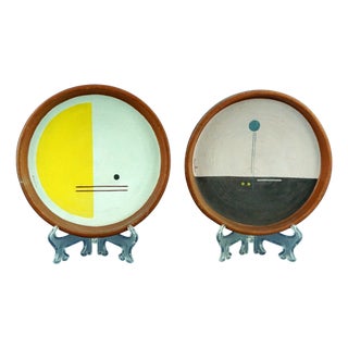 Abstract Art Plates in Terracotta by Maiolino, Brazil, 1970s, Set of 2 For Sale