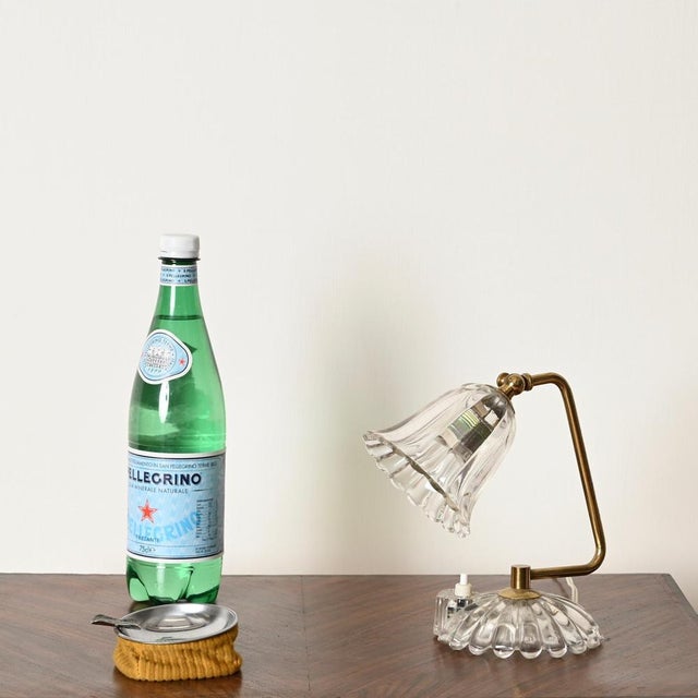 Bellflower Adjustabe Table Lamp in Murano Glass and Brass by Ercole Barovier, Italy, 1940s For Sale - Image 6 of 17