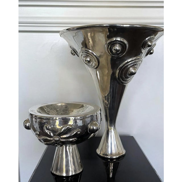Graziella Laffi Silver Sculptural Center Bowl with Relief Surface For Sale - Image 4 of 13