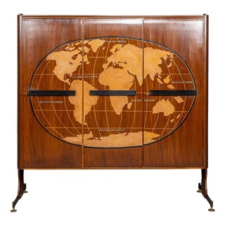 Italian Stylised Map of the World Cabinet, 1950s For Sale