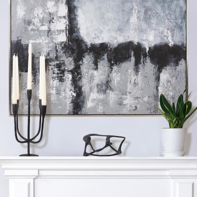 Contemporary Asher Sculpted Cast Aluminum Five Arm Candle Holder- Ebony For Sale - Image 3 of 11