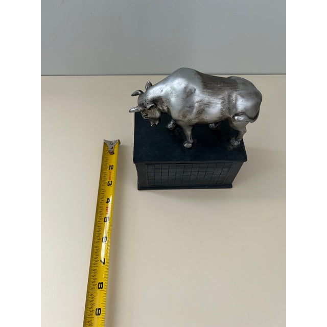 Vintage Bull & Bear Stock Market Bookends, Silver-Tone Metal For Sale - Image 9 of 15