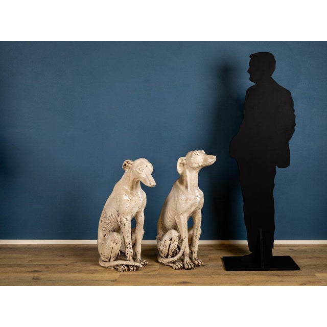Tuscan Porcelain Greyhounds, Early 20th Century, Set of 2 For Sale - Image 3 of 6