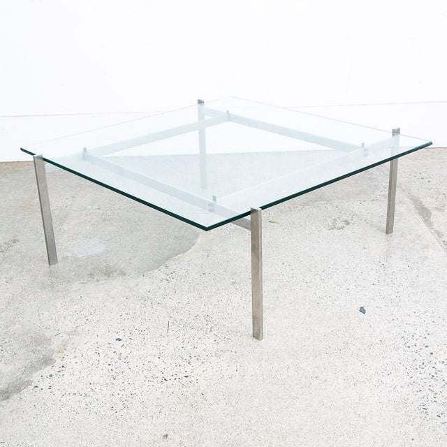 Mid-Century Modern Mid Century Modern Coffee Table Glass Poul Kjærholm Pk61 Steel Vintage Crystal For Sale - Image 3 of 12