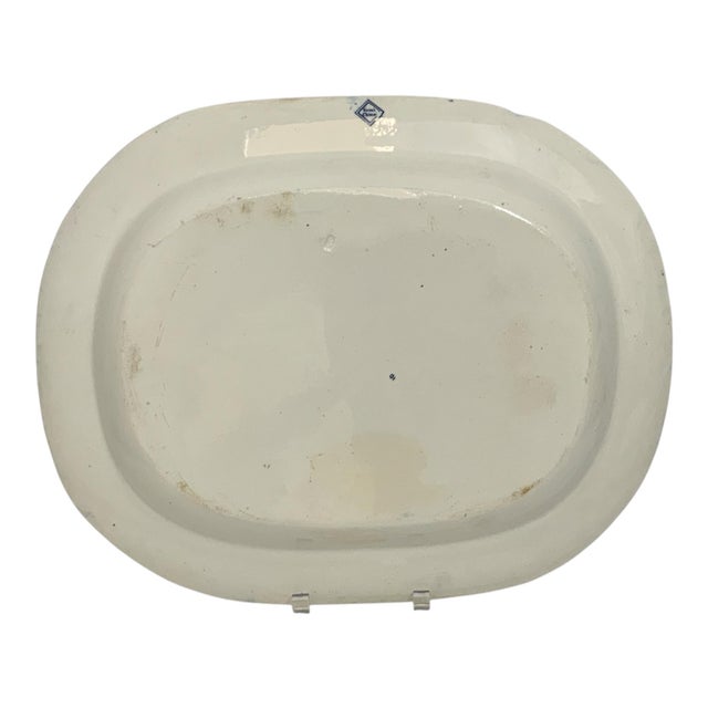 Ridgway Porcelain Antique Ridgway Blue Willow Porcelain Ironstone Serving Platter 18” - Large Turkey Meat Platter Semi China England For Sale - Image 4 of 5