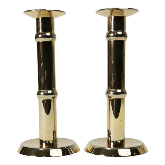 Danish Gilded Candlesticks, 1960s, Set of 2 For Sale
