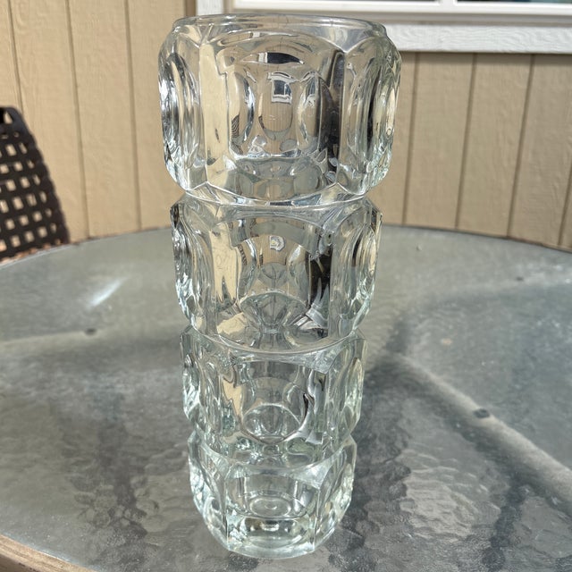 Mid-Century Modern Mid Century Modern 12” Stacked Block Glass Vase by František Pečeny for Hermanova Hut, 1960s For Sale - Image 3 of 6