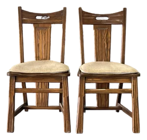 Brutalist Style A. Brandt Ranch Oak 3051 Side Chair Pair, Western, Mid Century Modern, MCM