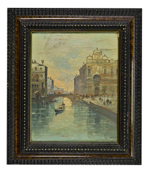 Alessandro Reati, View of Venice, 1800s, Oil on Panel, Framed