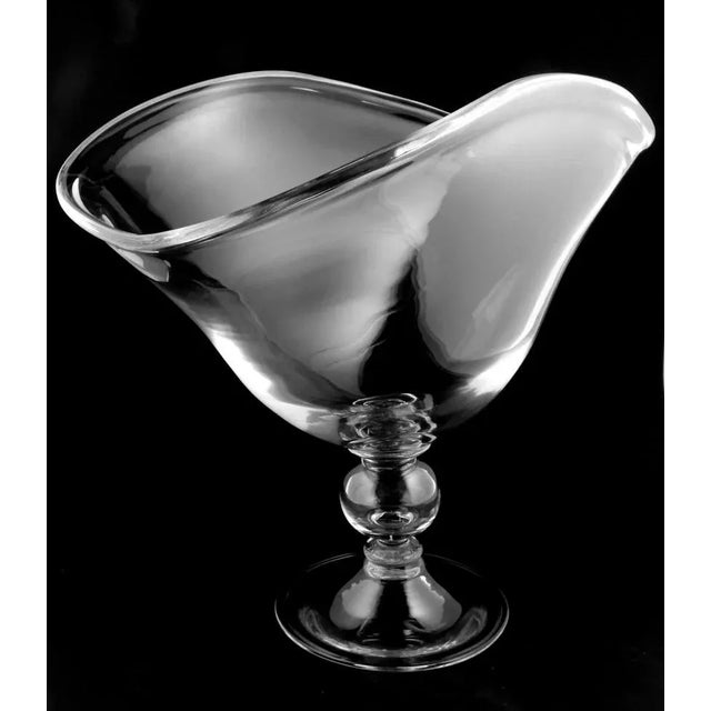 1980s Art Deco Italian Crystal Table Centerpiece Bowl For Sale - Image 6 of 13