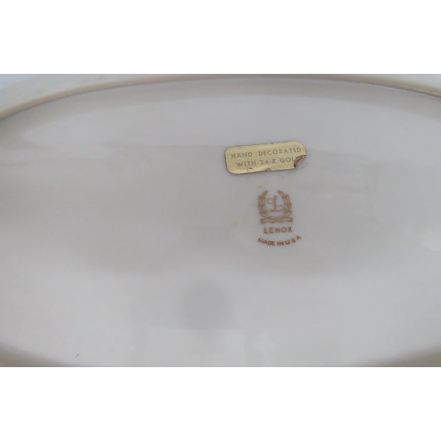 Mid 20th Century Lenox China Bread Tray Pair of 2 Porcelain Serving Platters With Gold Trim For Sale In Miami - Image 6 of 16