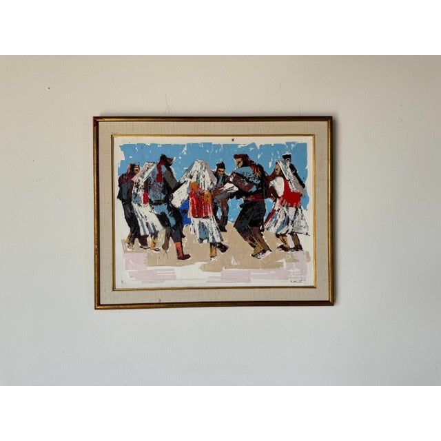 1969 Vintage Razl Jewish Figurative Oil on Canvas Painting, Framed For Sale - Image 10 of 10