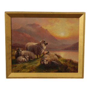 Henry Robinson Hall Landscape Oil Painting, 'Evening in the Highlands'