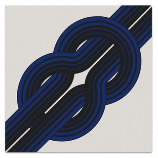 1970s Canvas Serigraph Art "Knot" in Blue For Sale