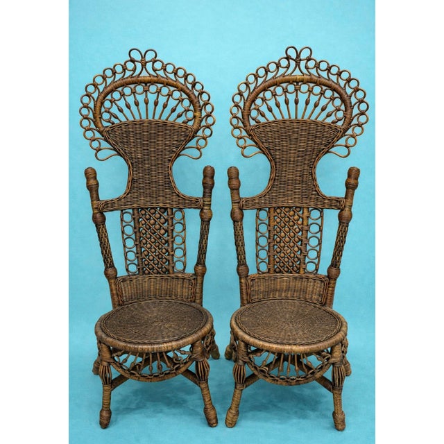 19th Century Heywood - Wakefield American Victorian Wicker Accent Chairs - A Pair For Sale - Image 9 of 12