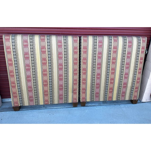 Beautiful Matching Twin Beds with Matching Pillow w/big tassels. Headboards and Rails are upholstered front and back. Wood...