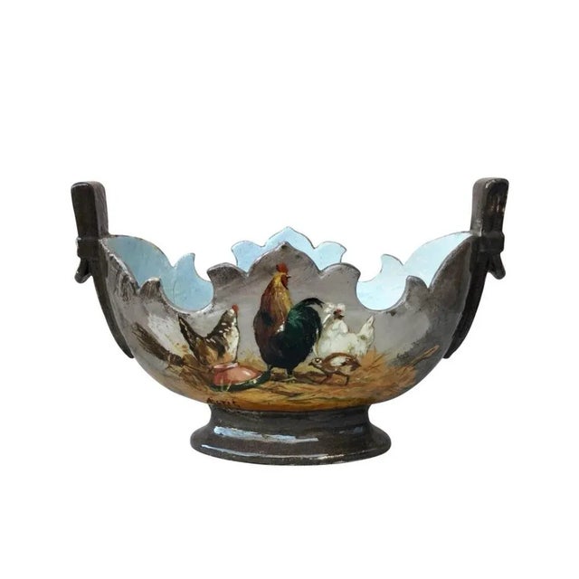 19th Century Majolica Hen and Chicks Plate Choisy Le Roi For Sale In Austin - Image 6 of 6