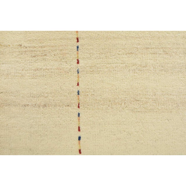 Gabbeh Rug 6’6” X 9’4” Ivory Wool Contemporary Hand-Knotted Carpet For Sale - Image 9 of 14