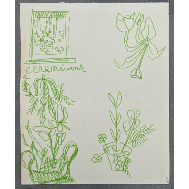 Double sided self portrait and floral still life from the estate of Atlanta self taught outsider artist Laurence Stuart...