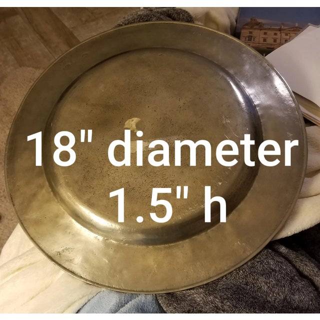 Beautiful large possibly antique pewter charger with hallmarks.