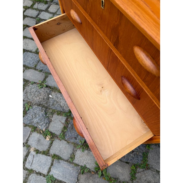 Teak Chest of Drawers with Shell Handles, Denmark For Sale - Image 5 of 11