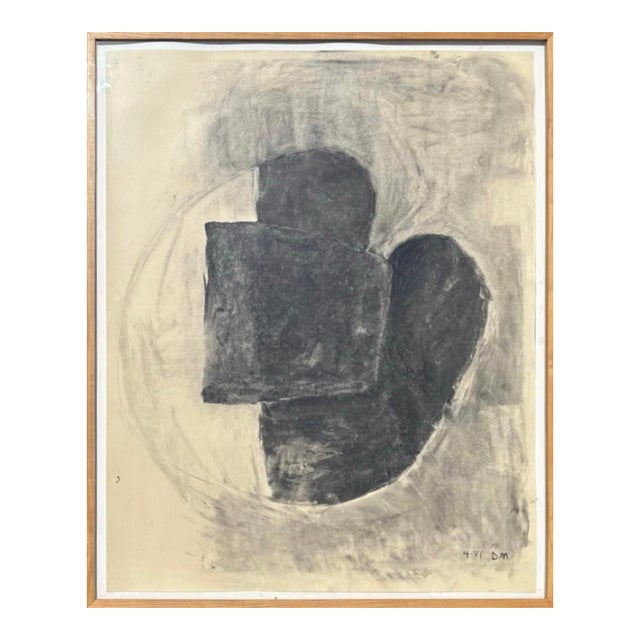 Douglas Martin "Desert Form", 1981 Charcoal on Paper in Original Frame For Sale