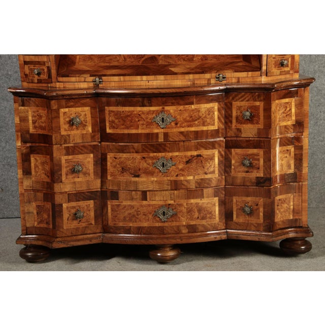 Brown 18th Century Baroque Secretary Walnut Veneer Vienna Austria, 1710s For Sale - Image 8 of 18
