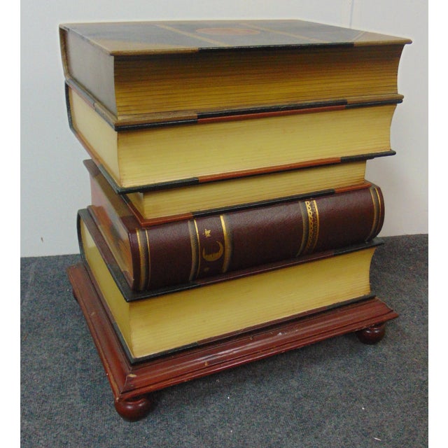 Leather Faux Book Stack Side Table/ Trunk Chairish