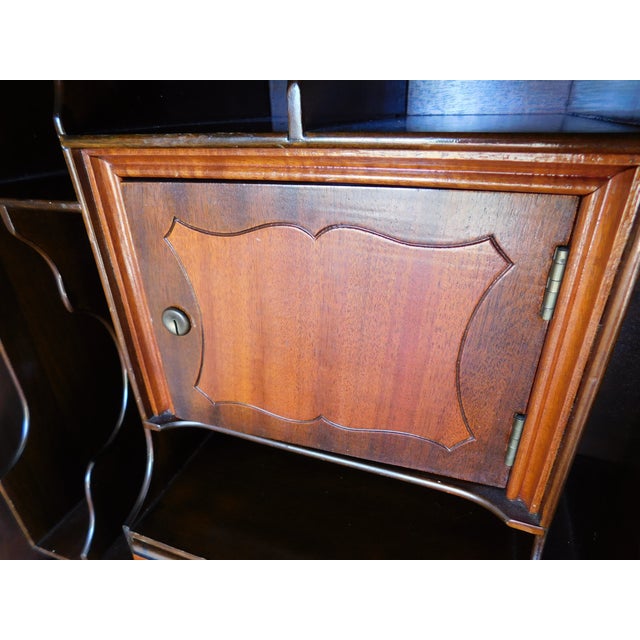 Antique Mahogany Jacobean Style Petite Size Drop Front Desk 37"w For Sale In Philadelphia - Image 6 of 16