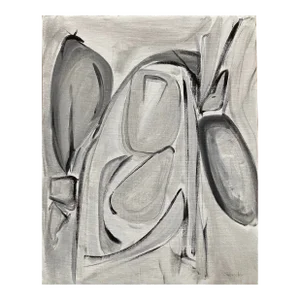 Abstract Painting by Erik Sulander Black and White O/C 16x20, Signed