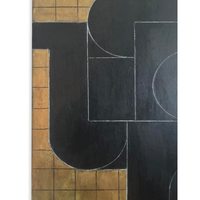 2020s Contemporary Geometric, Abstract Oil, and Cold Wax Painting—gold, and Black by Stephen Cimini For Sale - Image 5 of 6