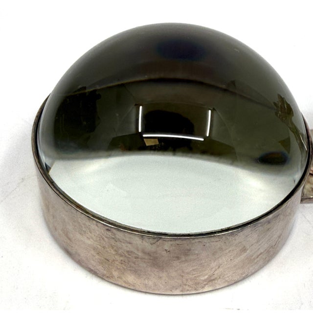 1960’s Hermes Paris Silver Plated Horse Equestrian Magnifying Paperweight W/Box For Sale - Image 10 of 14
