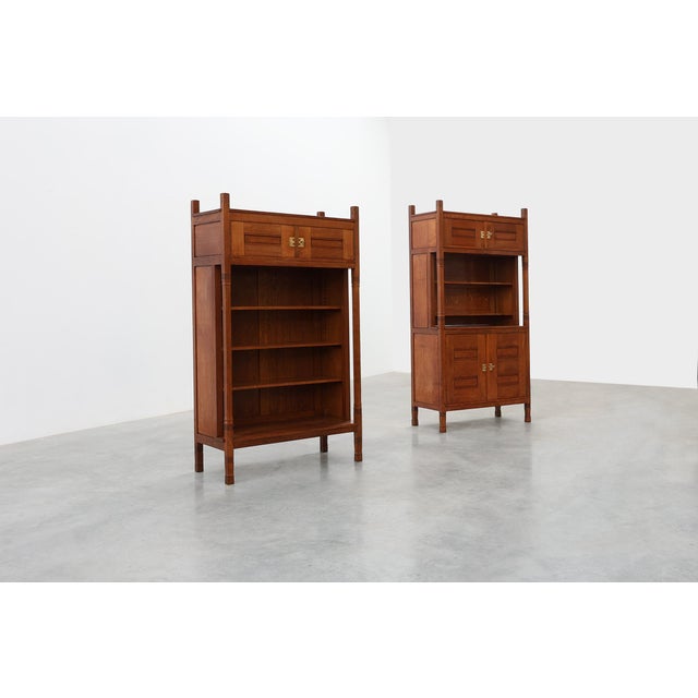 Antique Dutch Jugendstil Oak Cabinet with Open Shelf Section, 1890s For Sale - Image 13 of 17